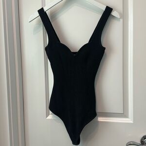 Abercrombie & Fitch Black Ribbed Thong Bodysuit